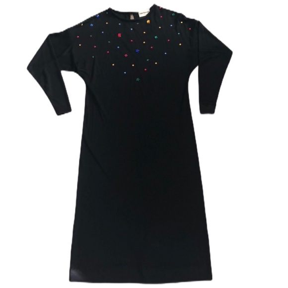 Vintage Jeweled Black Dress - Picture 5 of 14